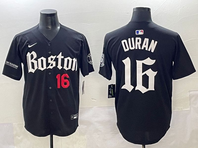 Men 2025 Boston Red Sox 16 Duran Black Five generations Joint Name Nike MLB Jersey style 4